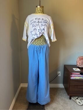BDG Sky Blue Wide-Leg Drawstring Pants